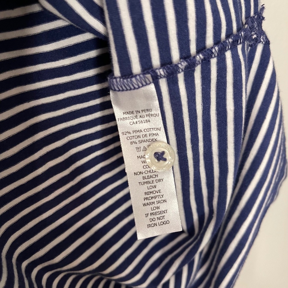 B. Draddy Mens L Striped Golf Polo Shirt Pima Peru Short Sleeve Performance Navy - Picture 4 of 10